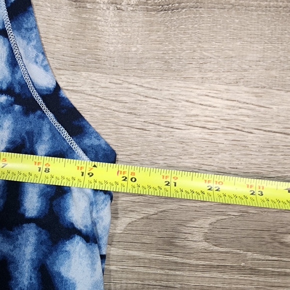 ELLEN TRACY Blue White Tank Dress Tie Dye Pattern Sleeveless XL - Picture 7 of 10